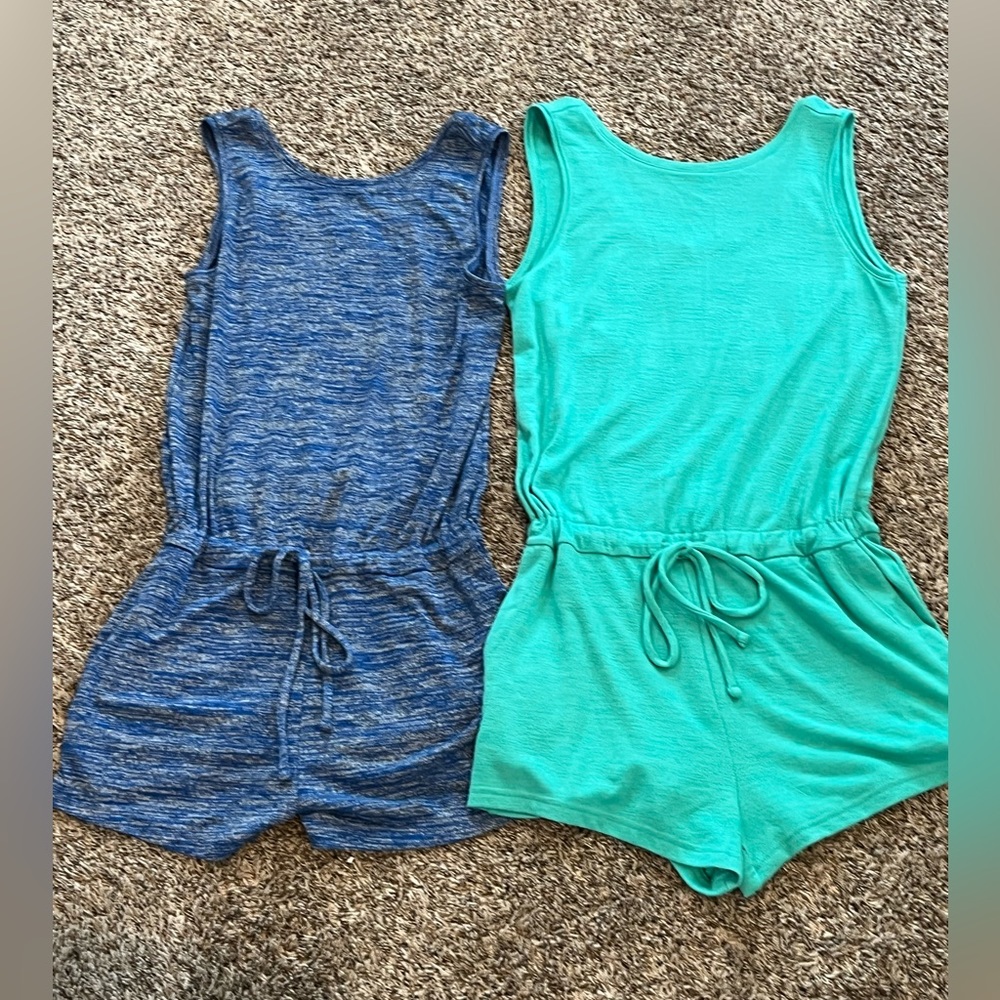 New GAP Blue/Green Knit Scoop Back tank sleeveless Rompers Shorts Coverups